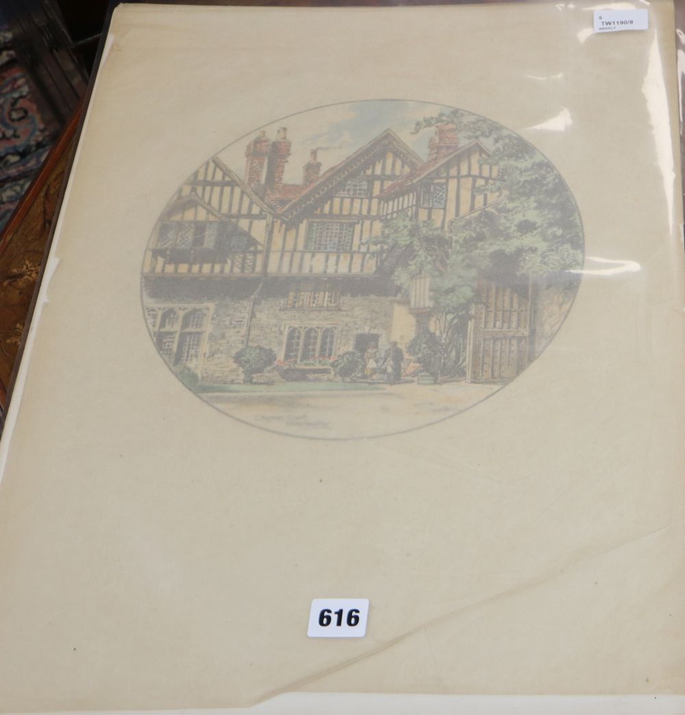 Kenneth Steel, Ludgate Hill and St Pauls Cathedral, signed, watercolour and four topographical pictures by Sidney Barrett